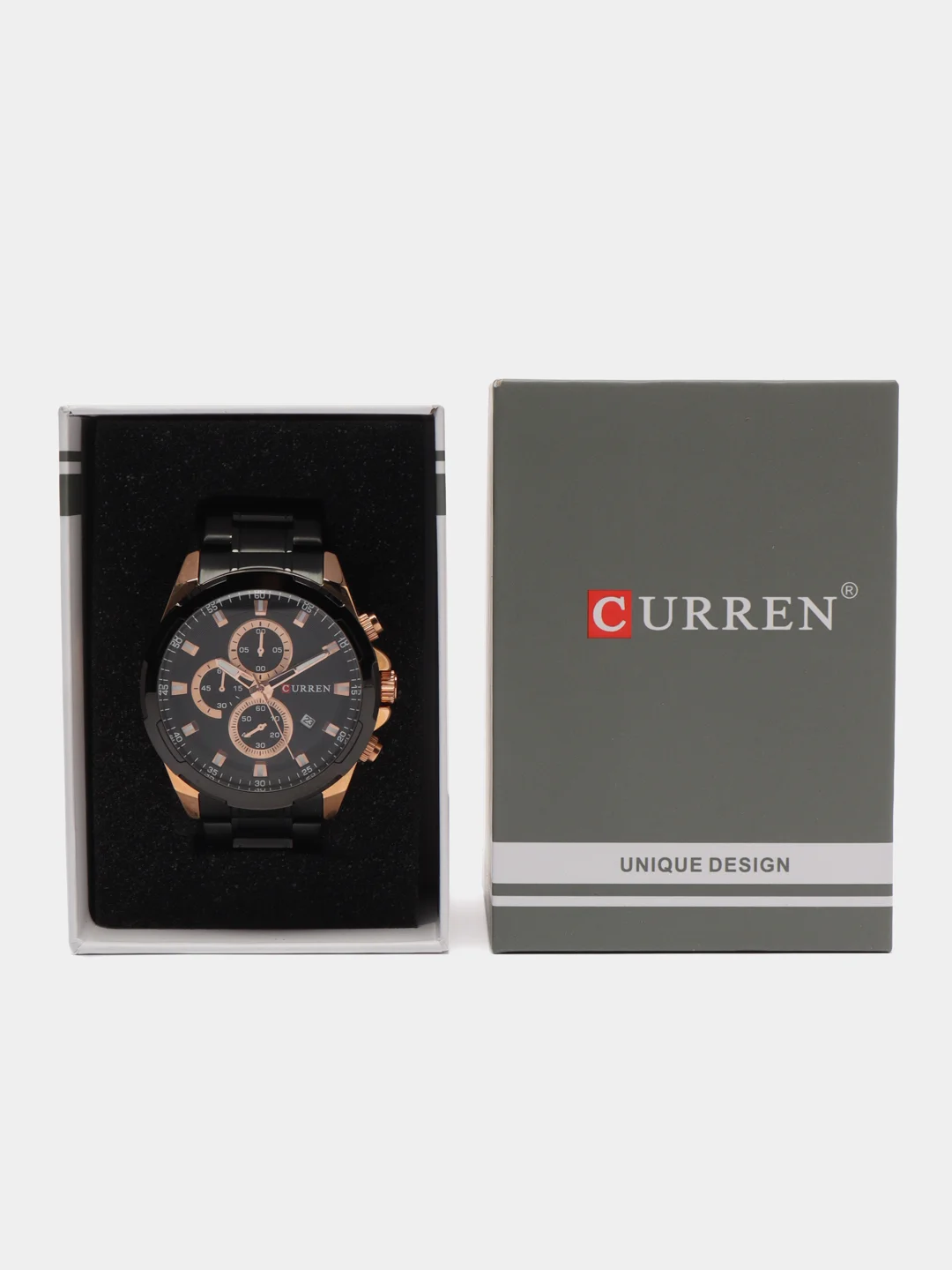 Черный мужские наручные часы Curren 8354 с хронографом