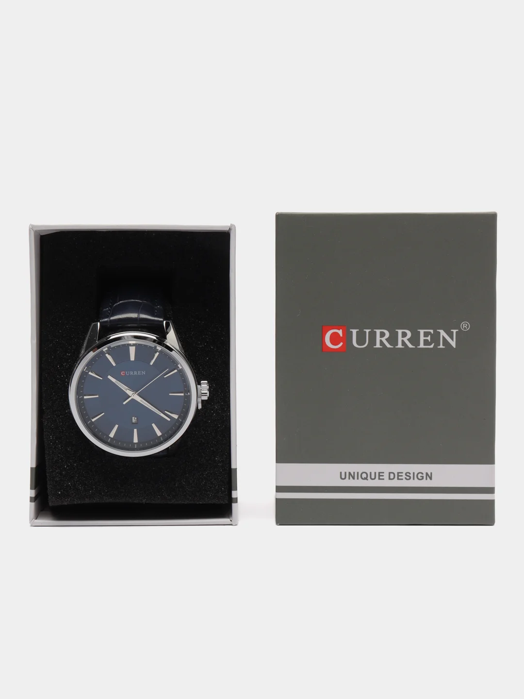 Синий мужские наручные часы Curren 8365 с календарем в подарочной упаковке