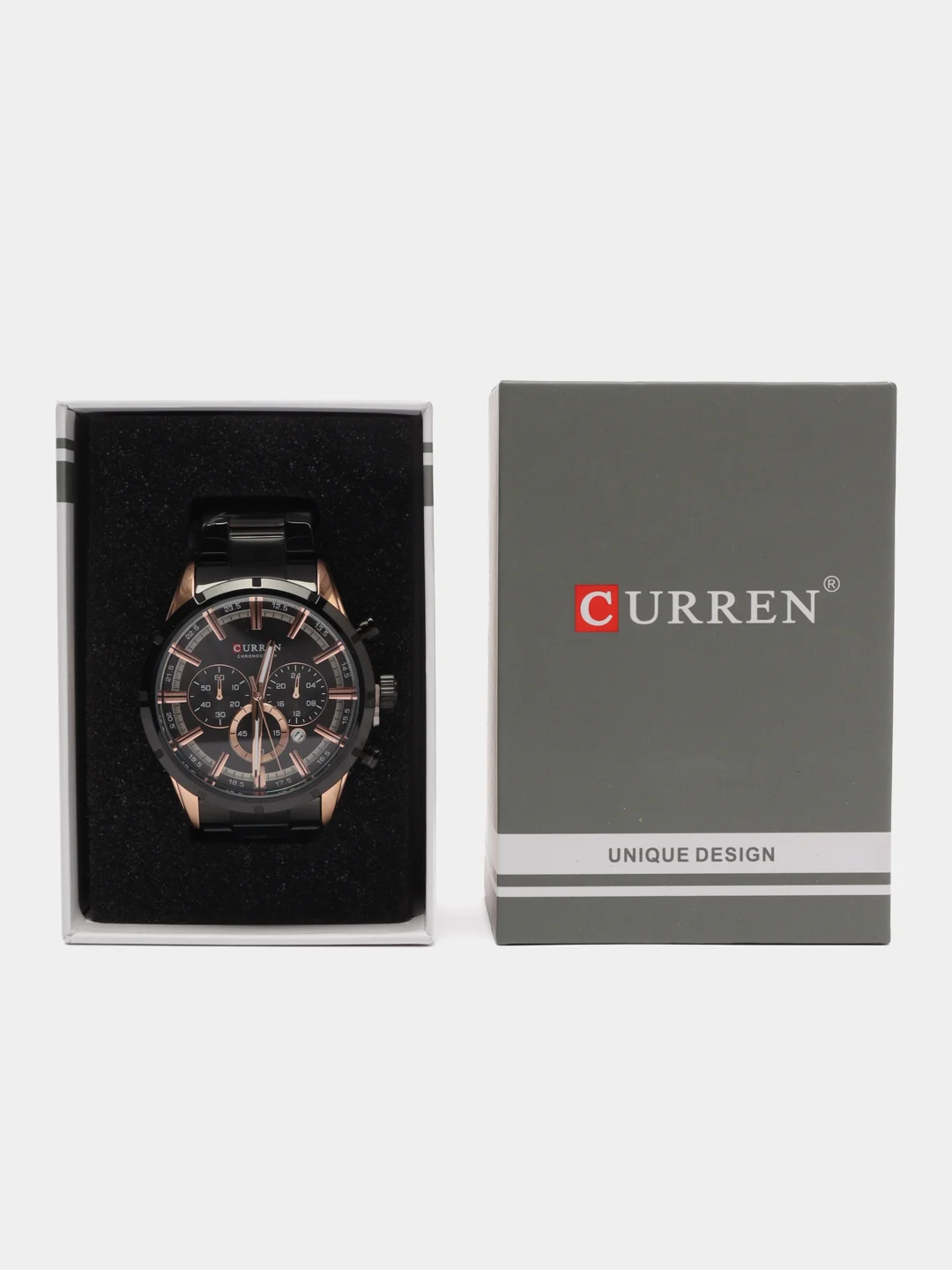 Черный мужские наручные часы Curren 8355 с хронографом в подарочной упаковке
