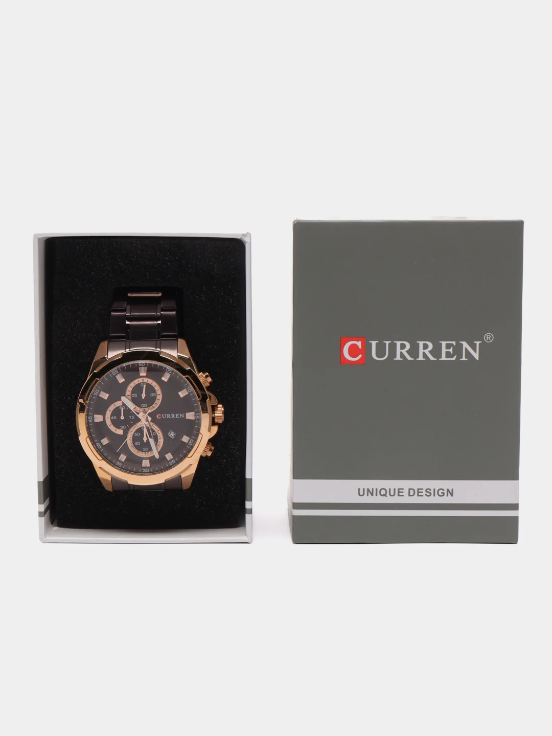 Коричневый мужские наручные часы Curren 8354 с хронографом