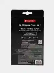 Фотобумага PREMIUM суперглянцевая, 10х15 см, 260 г/м2, односторонняя, 50 листов, BRAUBERG