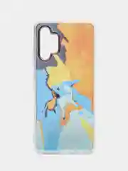 Светло-оранжевый силиконовый чехол Samsung A32 рисунком,из органического стекла