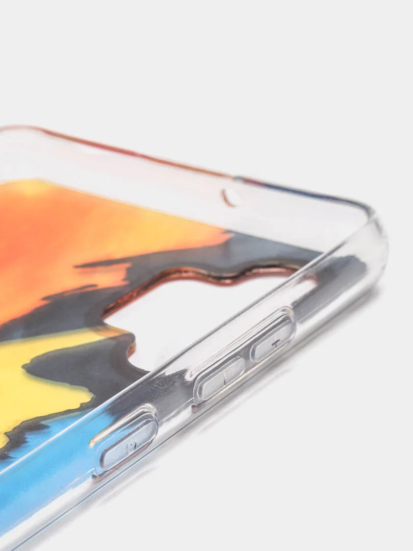Светло-оранжевый силиконовый чехол Samsung A32 рисунком,из органического стекла