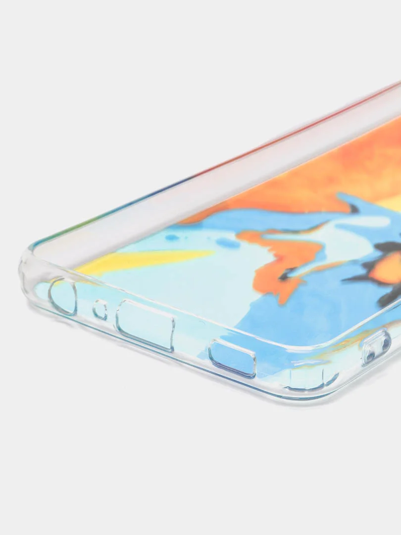 Светло-оранжевый силиконовый чехол Samsung A32 рисунком,из органического стекла