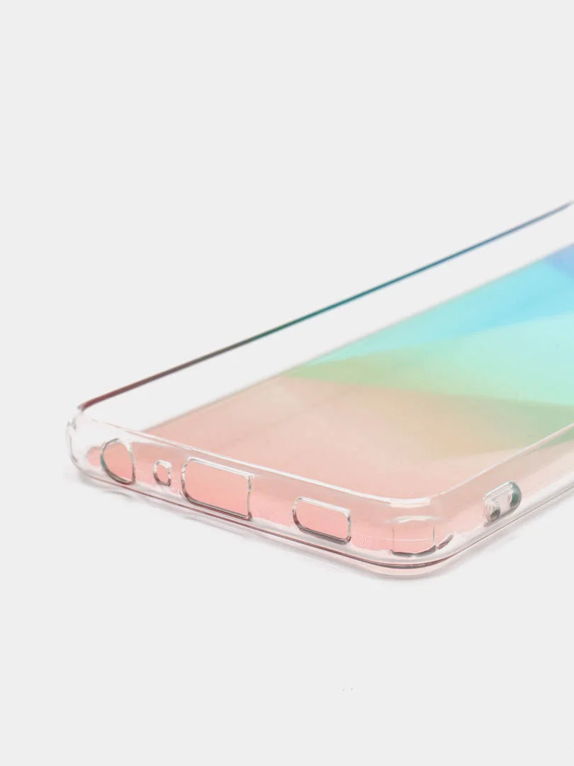 Мятный силиконовый чехол Samsung A32 рисунком,из органического стекла