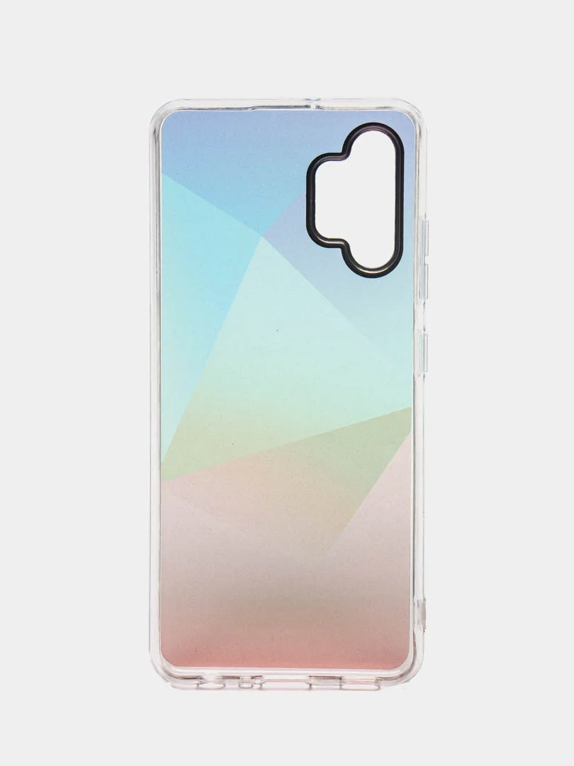 Мятный силиконовый чехол Samsung A32 рисунком,из органического стекла