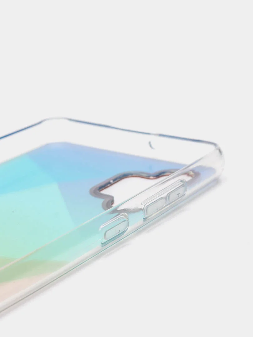 Мятный силиконовый чехол Samsung A32 рисунком,из органического стекла
