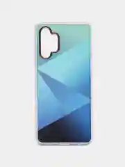 Синий силиконовый чехол Samsung A32 рисунком,из органического стекла