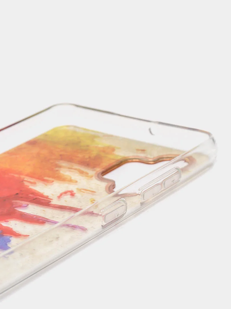 Темно-синий силиконовый чехол Samsung A32 рисунком,из органического стекла