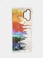 Темно-синий силиконовый чехол Samsung A32 рисунком,из органического стекла