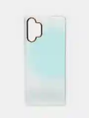 Бирюзовый силиконовый чехол Samsung A32 рисунком,из органического стекла