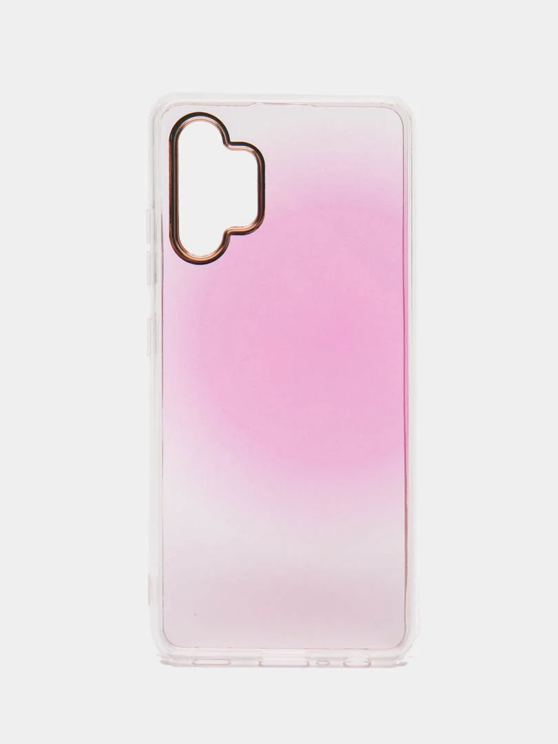 Фуксия силиконовый чехол Samsung A32 рисунком,из органического стекла