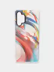 Алый силиконовый чехол Samsung A32 рисунком,из органического стекла