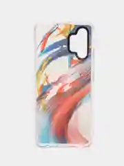 Алый силиконовый чехол Samsung A32 рисунком,из органического стекла