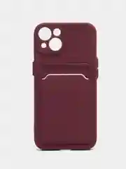 Бордовый чехол для iPhone 12, 13, Pro Max, 7, 8, SE 2020 с карманом для карт защита камеры динамика