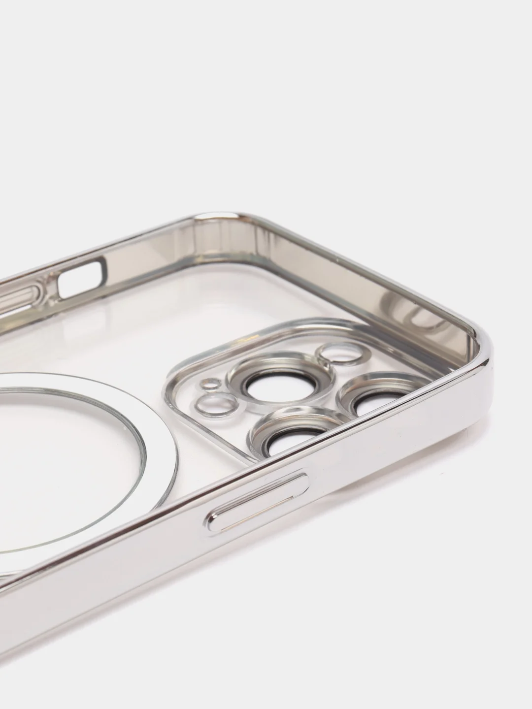 Серебряный чехол на iPhone MagSafe прозрачный, силиконовый, бампер. Чехол для телефона iPhone 13, 12