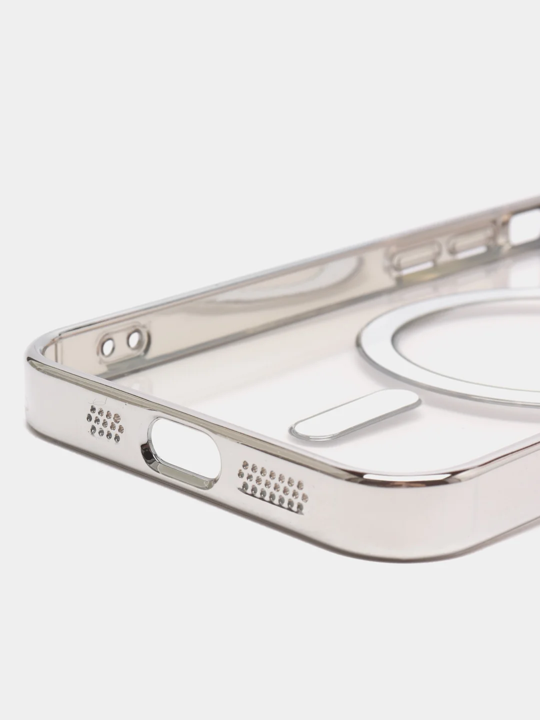 Серебряный чехол на iPhone MagSafe прозрачный, силиконовый, бампер. Чехол для телефона iPhone 13, 12