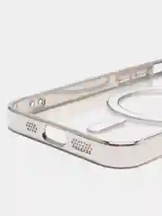 Серебряный чехол на iPhone MagSafe прозрачный, силиконовый, бампер. Чехол для телефона iPhone 13, 12