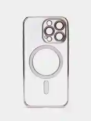 Серебряный чехол на iPhone MagSafe прозрачный, силиконовый, бампер. Чехол для телефона iPhone 13, 12