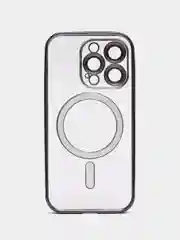 Фиолетовый чехол на iPhone MagSafe прозрачный, силиконовый, бампер. Чехол для телефона iPhone 13, 12