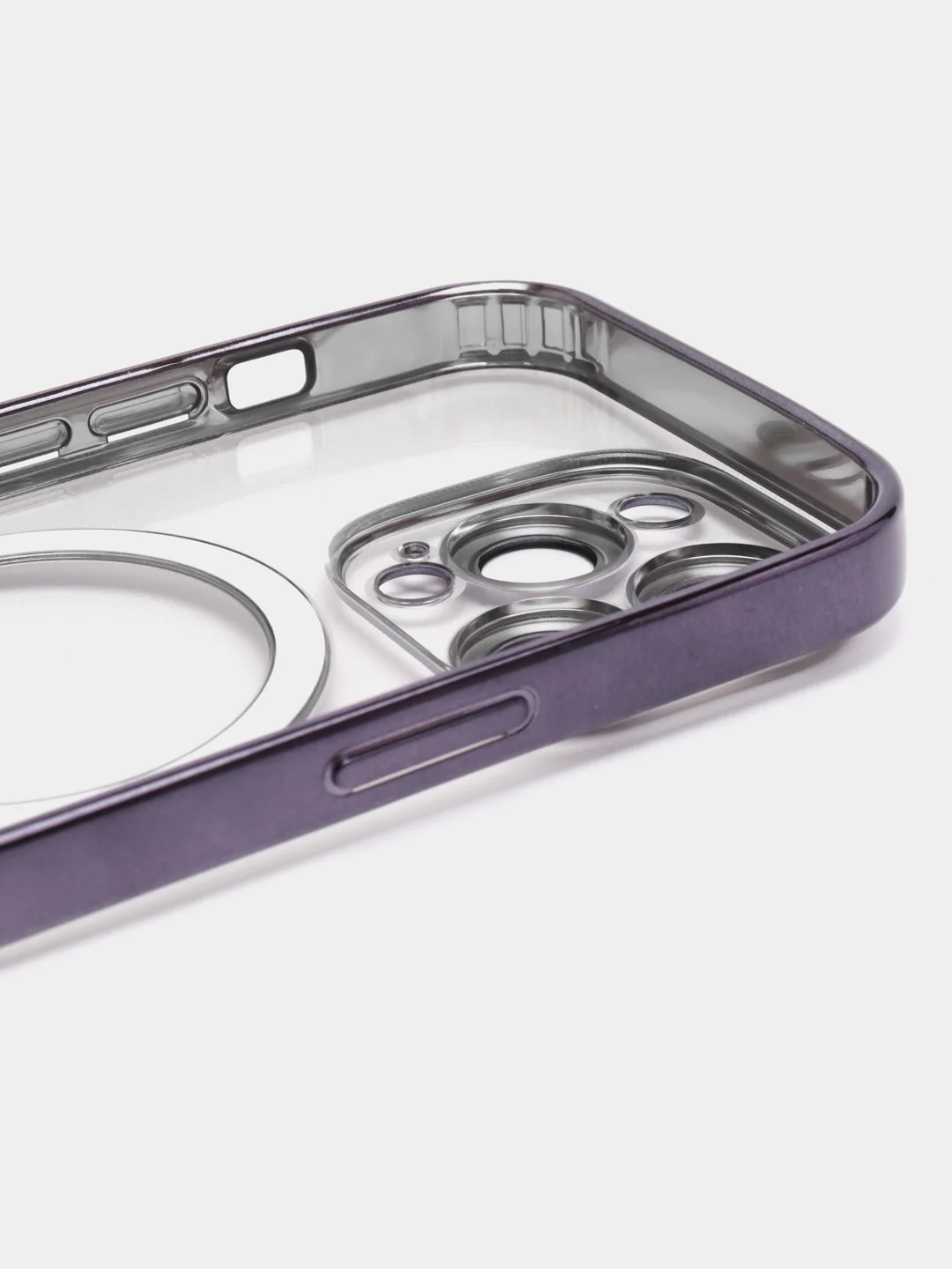 Фиолетовый чехол на iPhone MagSafe прозрачный, силиконовый, бампер. Чехол для телефона iPhone 13, 12