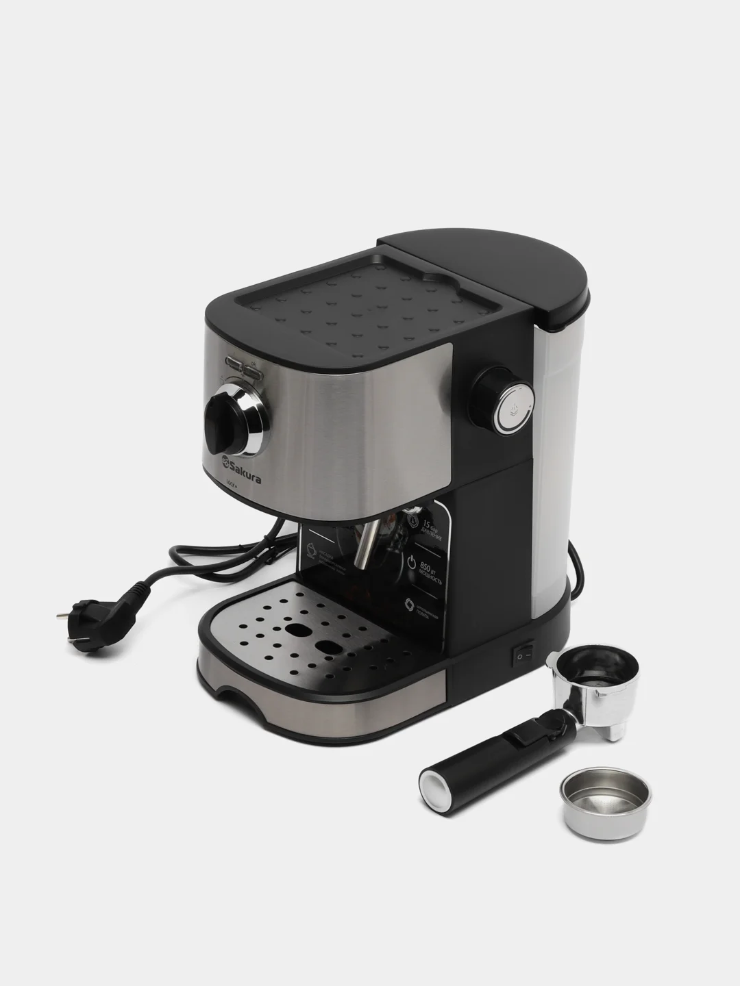 Кофеварка Sakura SA-6113, рожковая, 1,0 л, 15 бар, 850 Вт