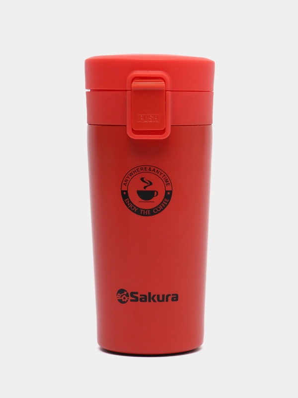 Термокружка Sakura TM-01-380CL с кнопкой коралловый/coral 0,38 л