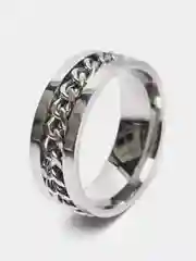 Серебряный кольцо-цепь вращающееся, широкое, из титановой стали, 6 размеров