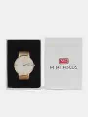 Золотой женские наручные часы Mini Focus MF0181G с календарём, в подарочной упаковке