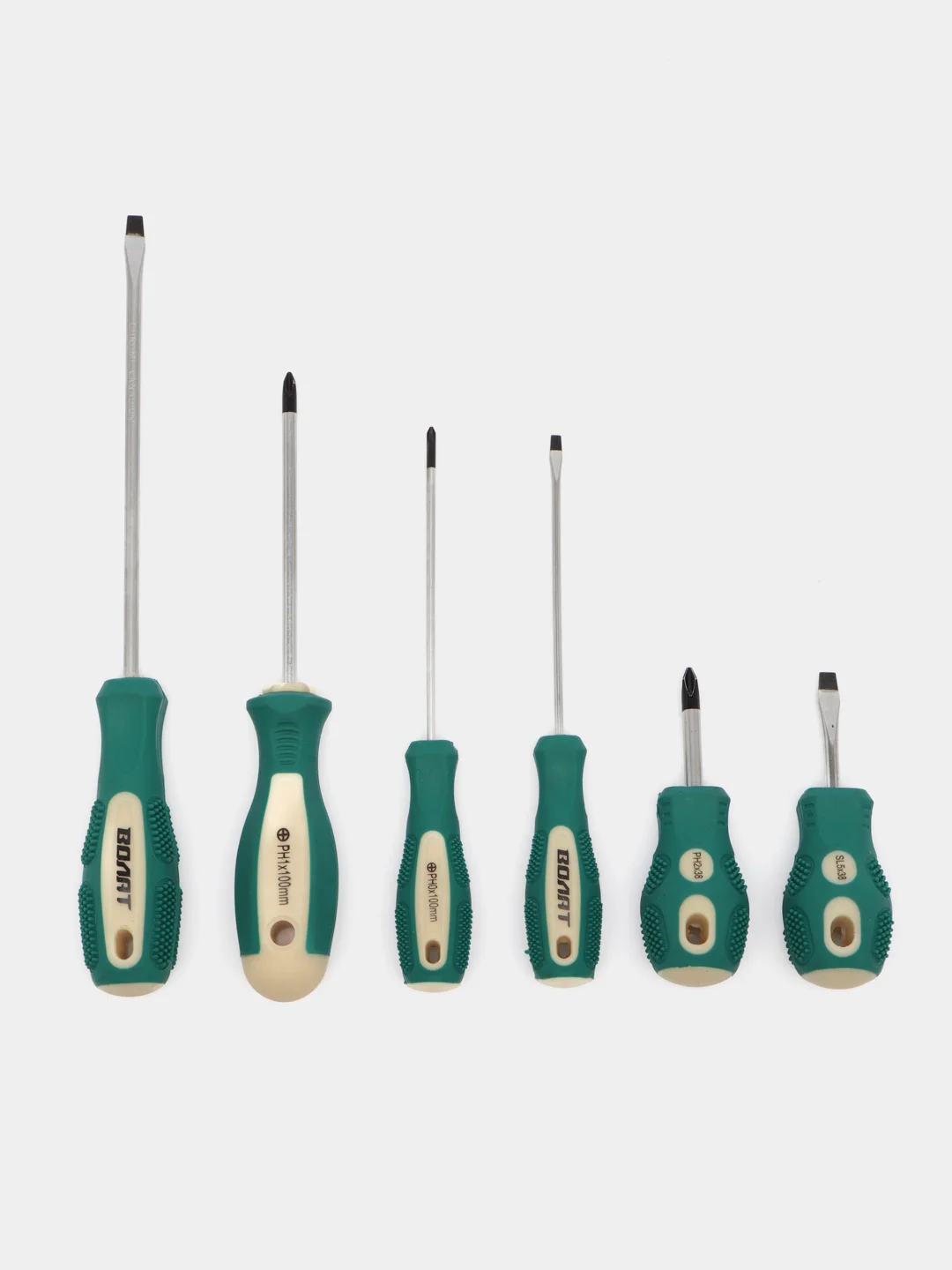Бирюзовый отвертки SL5, PH2, PH0, SL3, PH1, SL5, двухкомпонентная рукоятка Anti-Slip