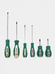 Бирюзовый отвертки SL5, PH2, PH0, SL3, PH1, SL5, двухкомпонентная рукоятка Anti-Slip