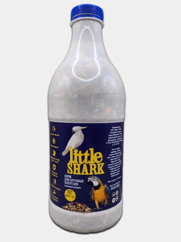 Корм для крупных попугаев и декоративных птиц "Основной рацион", 900 г, Little Shark