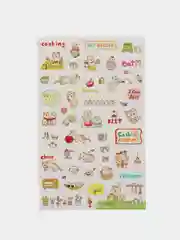 Зеленый наклейки стикеры с единорогами, котами 6 листов для творчества, скрапбукига, ежедневника