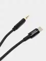 Серебряный аудиокабель aux на Type-c, Кабель-переходник Hoco UPA19, AUX 3.5mm - Type-C, 1 м