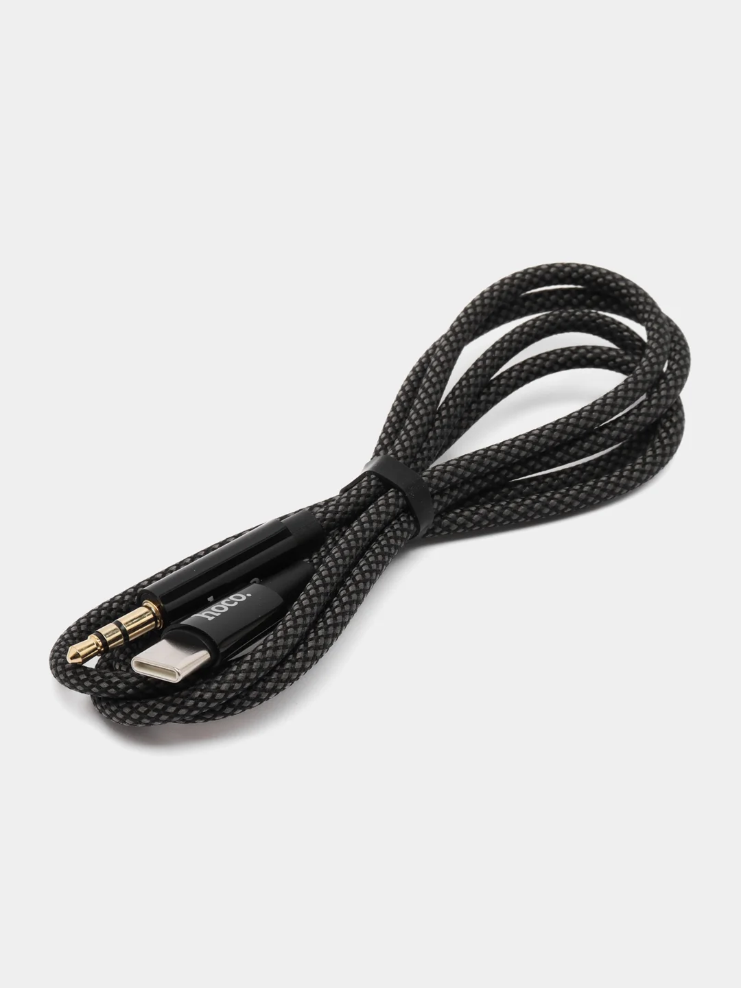 Серебряный аудиокабель aux на Type-c, Кабель-переходник Hoco UPA19, AUX 3.5mm - Type-C, 1 м
