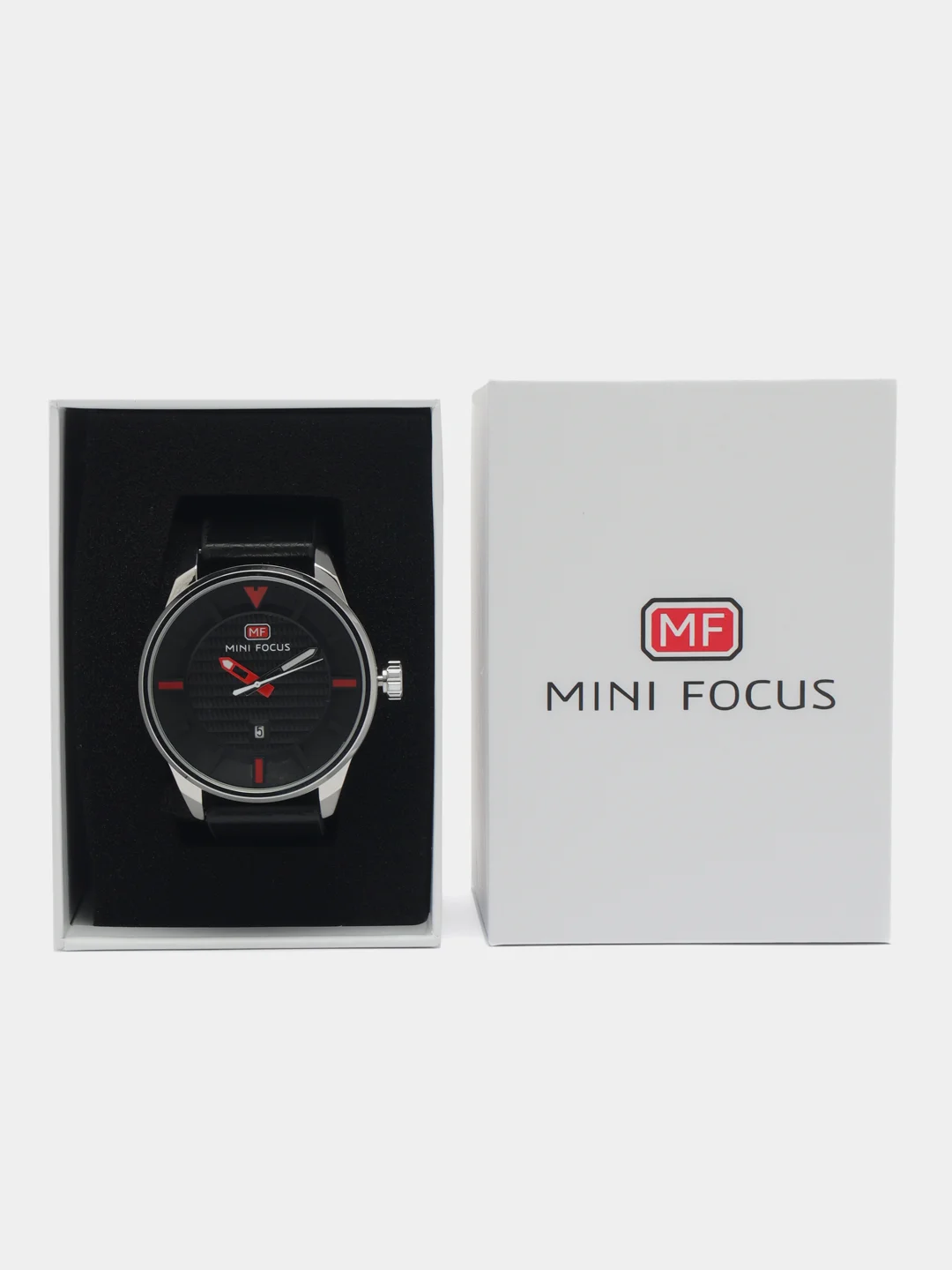 Угольный мужские наручные часы Mini Focus MF0026G c календарём, в подарочной упаковке