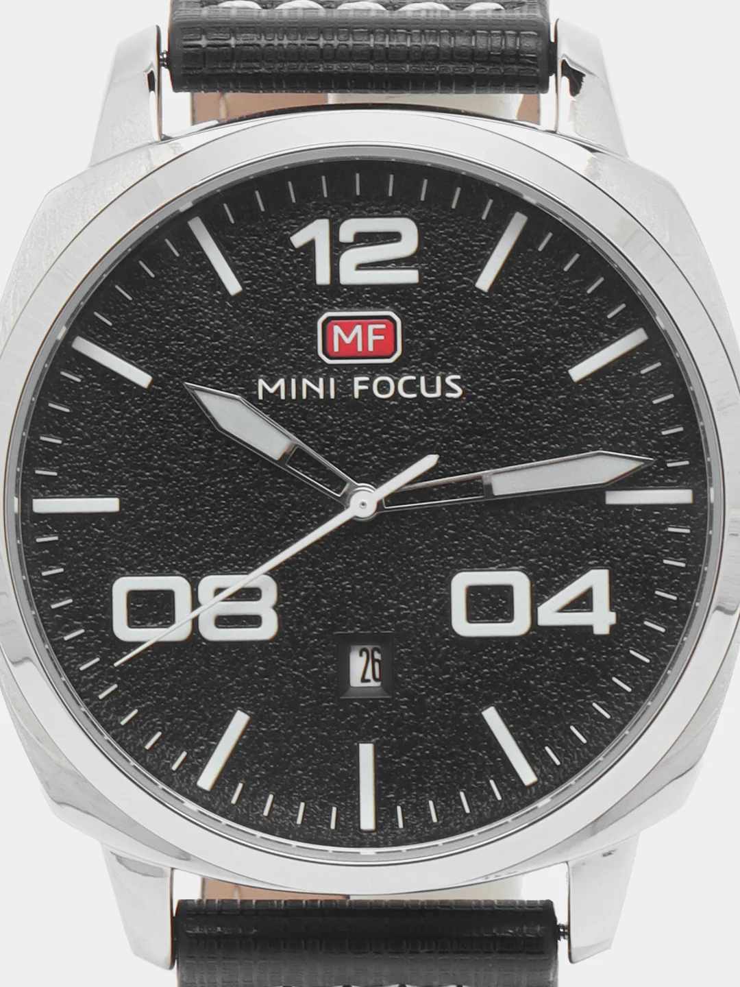 Серебряный мужские наручные часы Mini Focus MF0013G с календарём, в подарочной упаковке