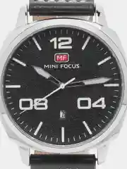 Серебряный мужские наручные часы Mini Focus MF0013G с календарём, в подарочной упаковке