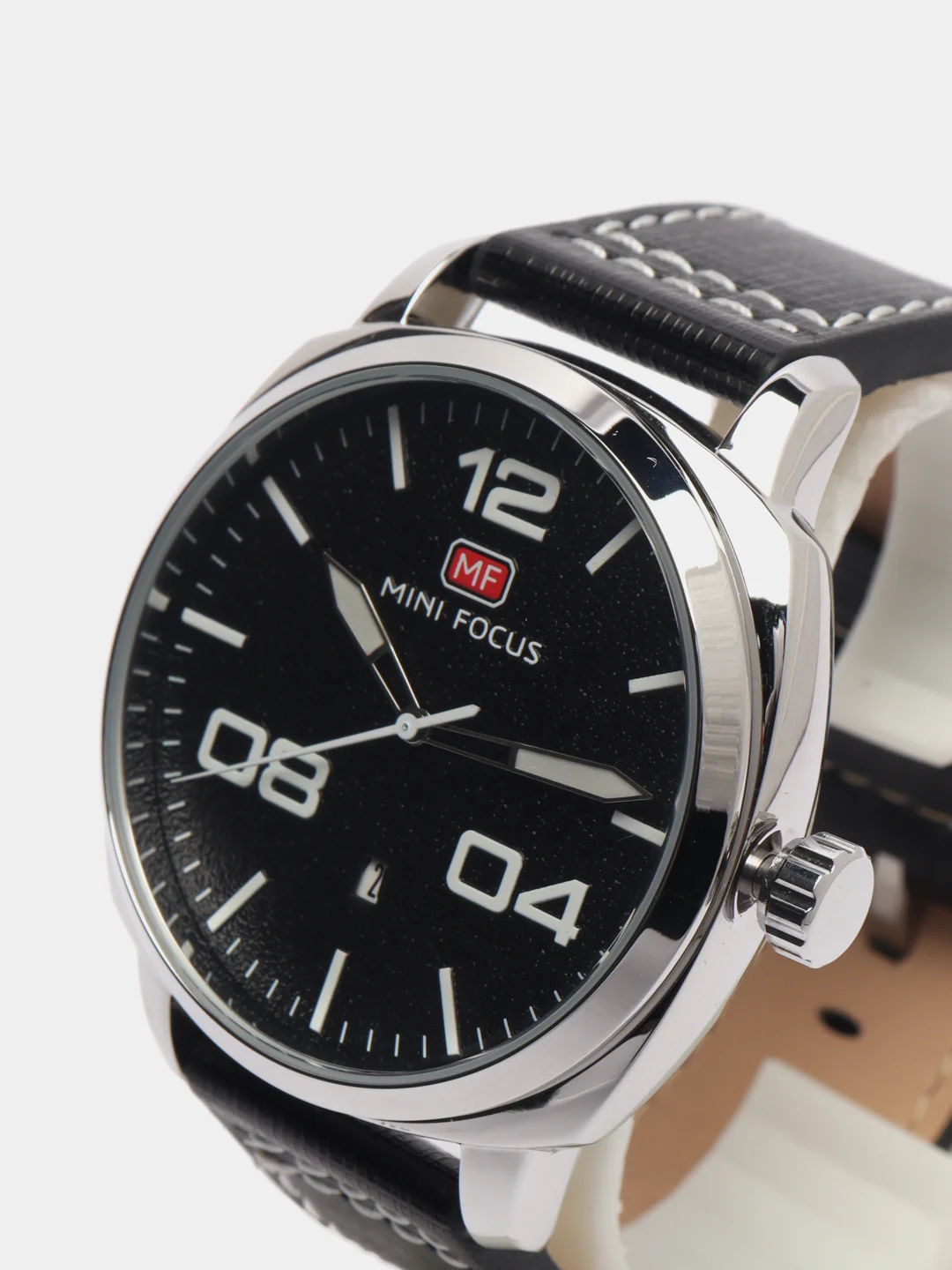 Серебряный мужские наручные часы Mini Focus MF0013G с календарём, в подарочной упаковке