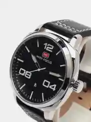 Серебряный мужские наручные часы Mini Focus MF0013G с календарём, в подарочной упаковке