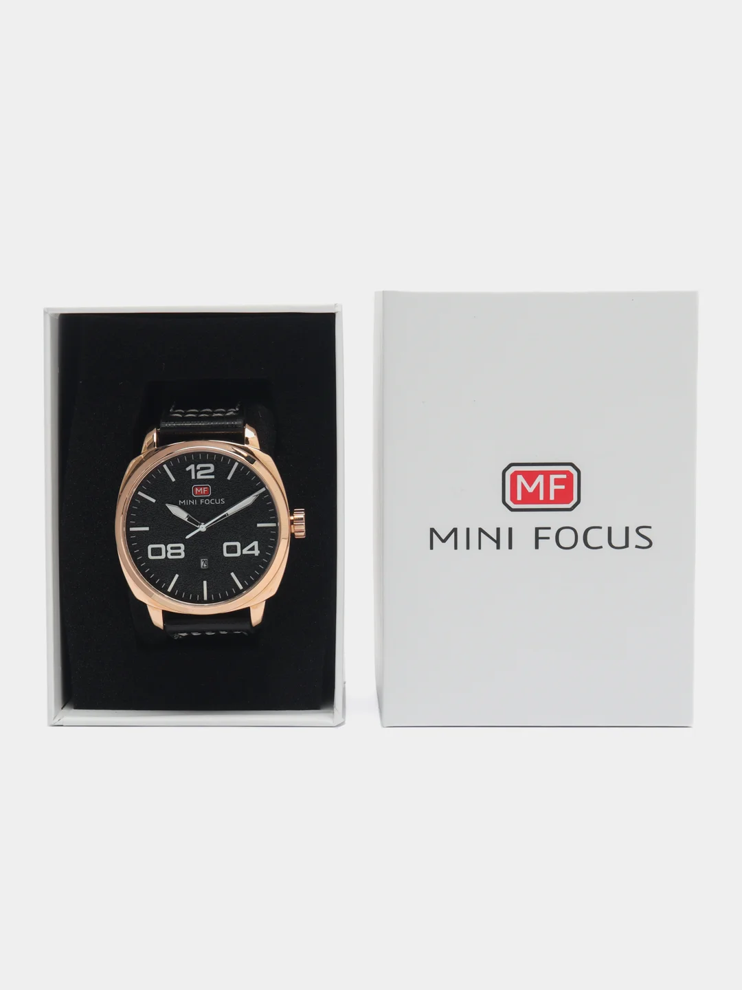 Золотой мужские наручные часы Mini Focus MF0013G с календарём, в подарочной упаковке