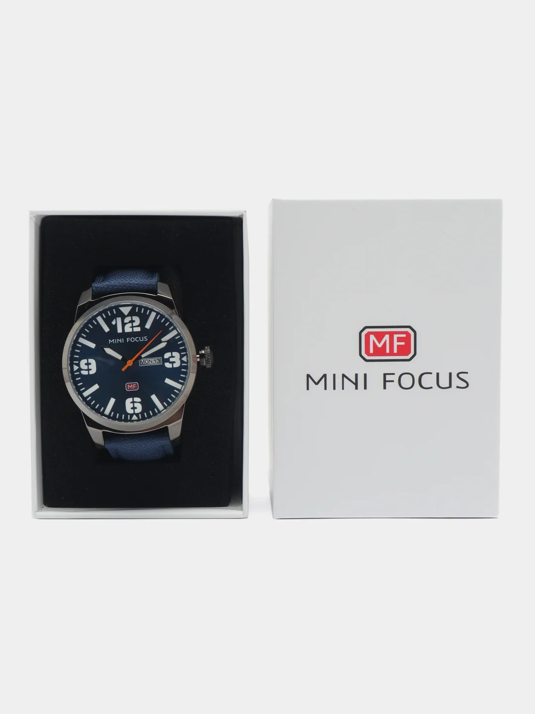 Синий наручные часы Mini Focus MF0032G, мужские, с календарём, в подарочной упаковке