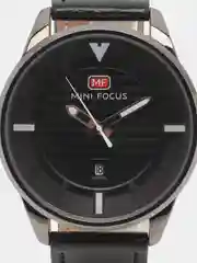 Черный мужские наручные часы Mini Focus MF0026G c календарём, в подарочной упаковке