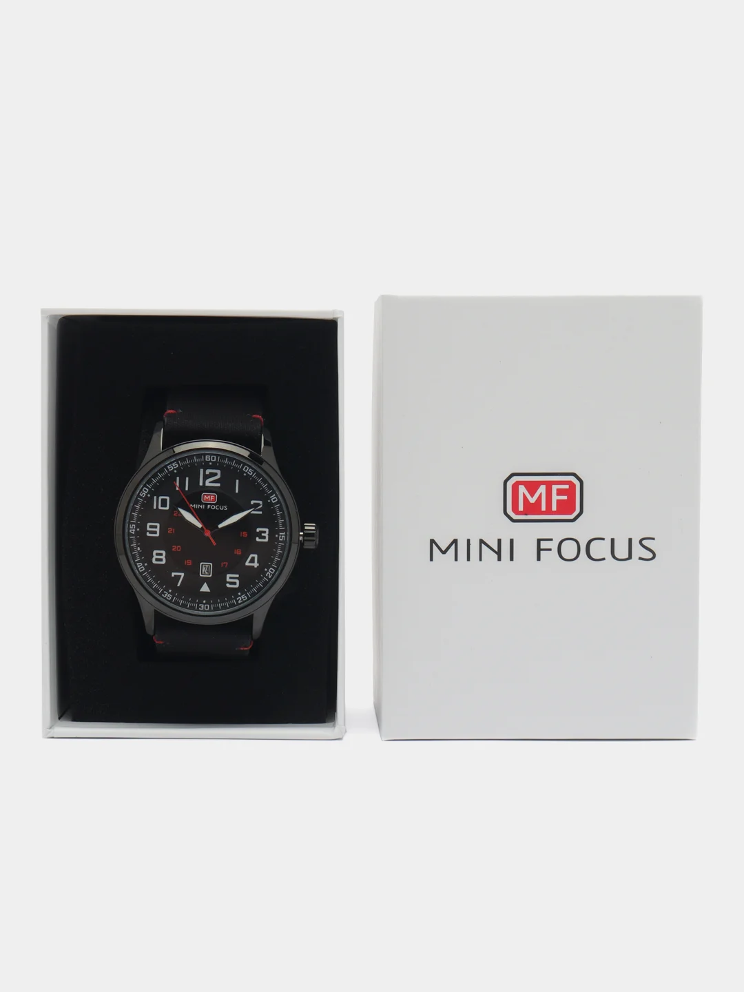 Черный мужские наручные часы Mini Focus MF0166G с календарём, в подарочной упаковке