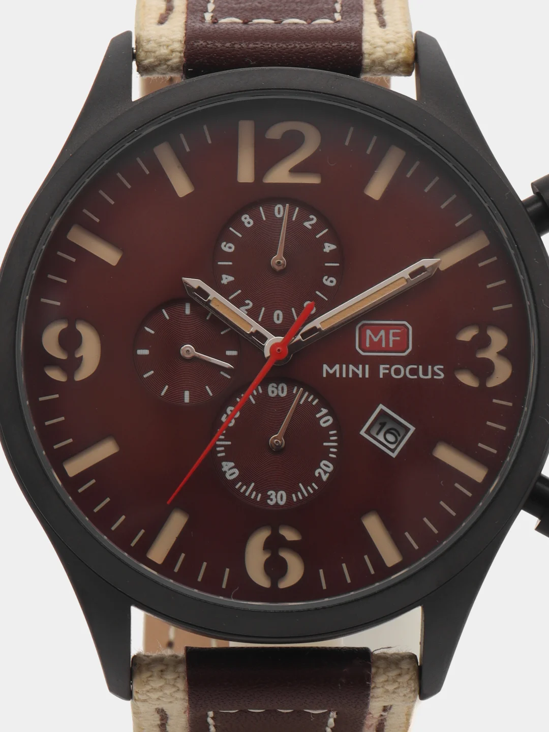 Коричневый наручные часы Mini Focus MF0003G, мужские, с хронографом, в подарочной упаковке