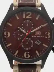 Коричневый наручные часы Mini Focus MF0003G, мужские, с хронографом, в подарочной упаковке