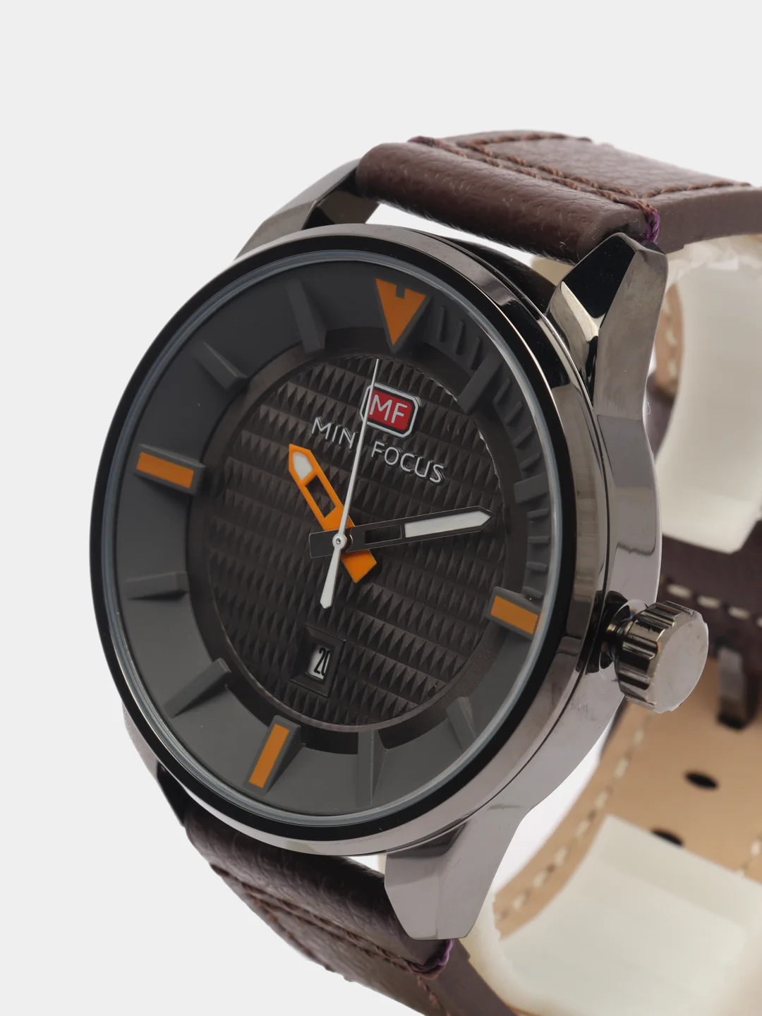 Серый мужские наручные часы Mini Focus MF0026G c календарём, в подарочной упаковке