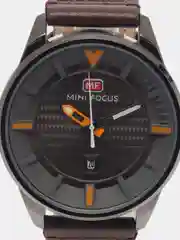 Серый мужские наручные часы Mini Focus MF0026G c календарём, в подарочной упаковке