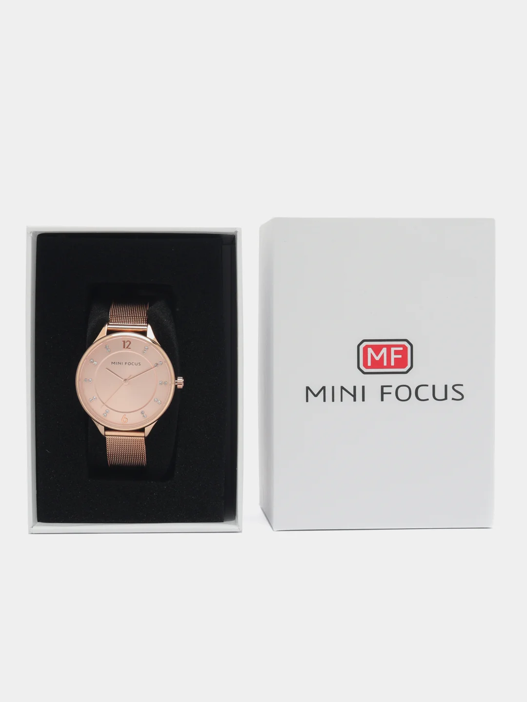 Розовый женские наручные часы Mini Focus MF0045L с металлическим браслетом и камнями
