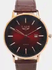 Багровый мужские наручные часы Lige LG1004 c календарём в подарочной упаковке